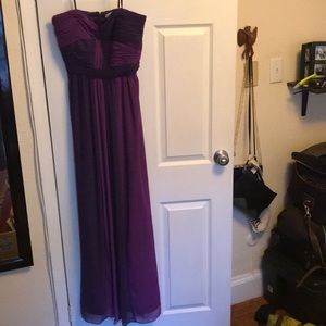 Two toned purple strapless prom dress